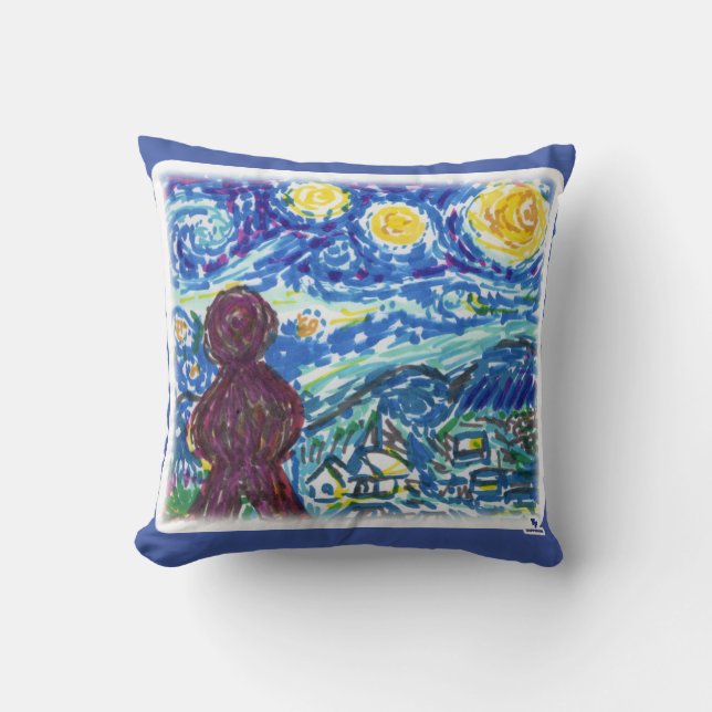 Meeple Starry Night Board Game Style Art Cushion (Front)