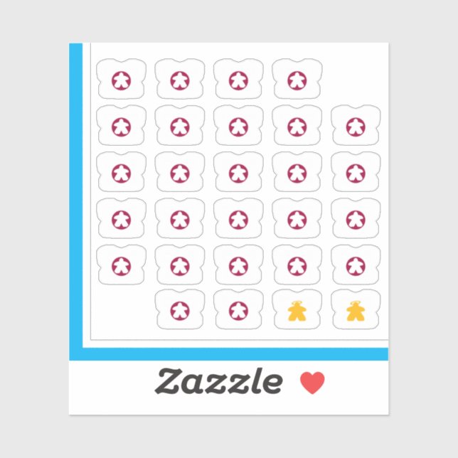 Meeple Tee Stickers - Board Game Gal (Sheet)