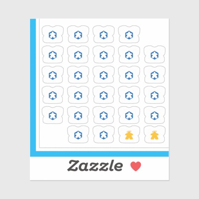 Meeple Tee Stickers - Board Game Guy (Sheet)