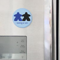 Meeples in Love, Blue & Black Magnet