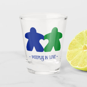 Meeples in Love, Blue & Green Shot Glass