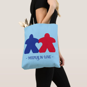 Meeples in Love, Blue & Red Tote Bag