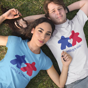 Meeples in Love, Blue & Red Womens Shirt
