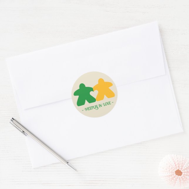 Meeples in Love, Green & Yellow Stickers (Envelope)