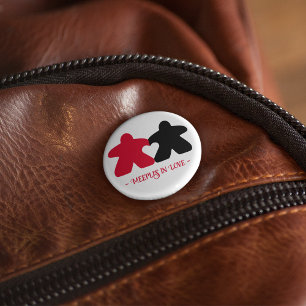Meeples in Love, Red & Black Button