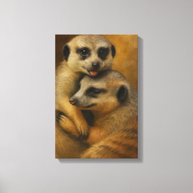 Meerkat Affection Canvas Print (Front)