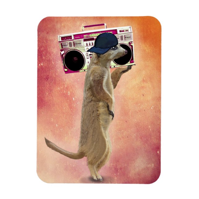 Meerkat and Boom Box Magnet (Vertical)