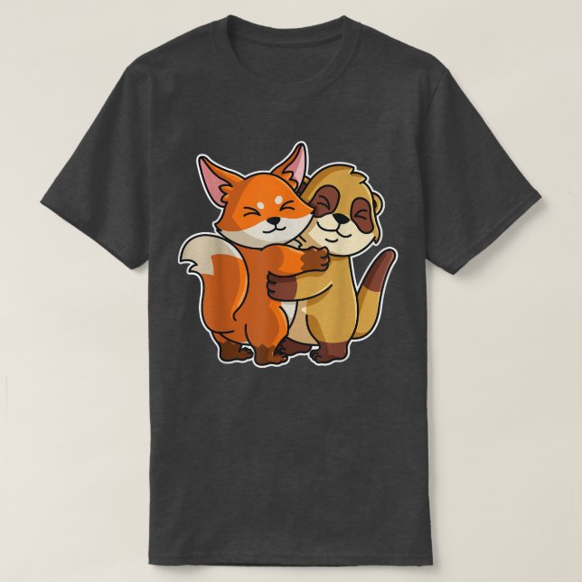 Meerkat and Fo Cute Animals for Women Animal Huggi T-Shirt (Design Front)