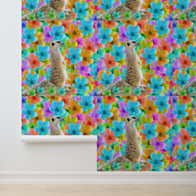 Meerkat And Multi Colored Blossoms, Wallpaper (Application)