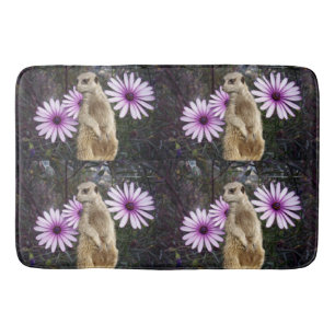 Meerkat And Purple Daisies, Bath Mat
