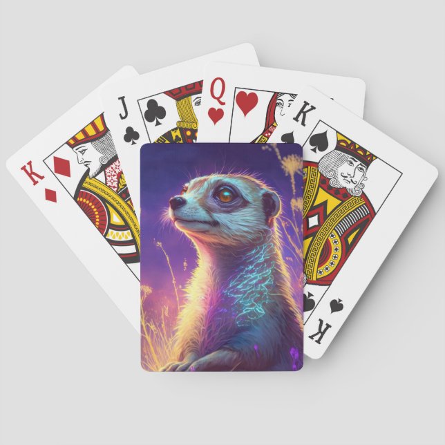Meerkat Animal Portrait Painting Wildlife Outdoors Playing Cards (Back)