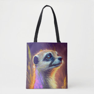 Meerkat Animal Portrait Painting Wildlife Outdoors Tote Bag