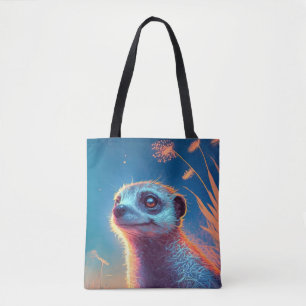 Meerkat Animal Portrait Painting Wildlife Outdoors Tote Bag
