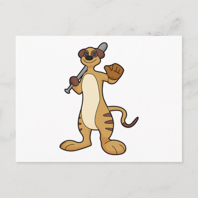 Meerkat as Baseball player with Baseball bat Postcard (Front)