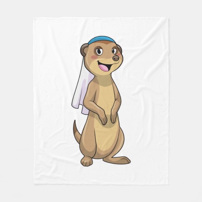 Meerkat as Bride with Veil Fleece Blanket (Front)