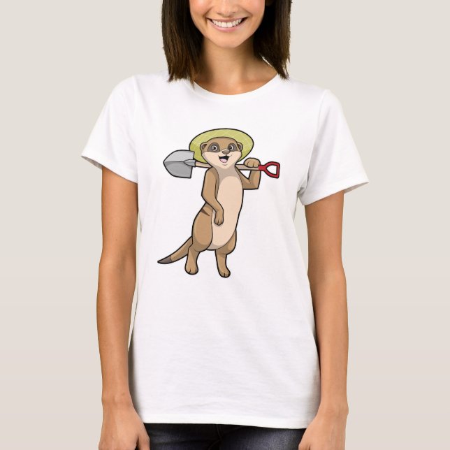 Meerkat as Farmer with Shovel T-Shirt (Front)
