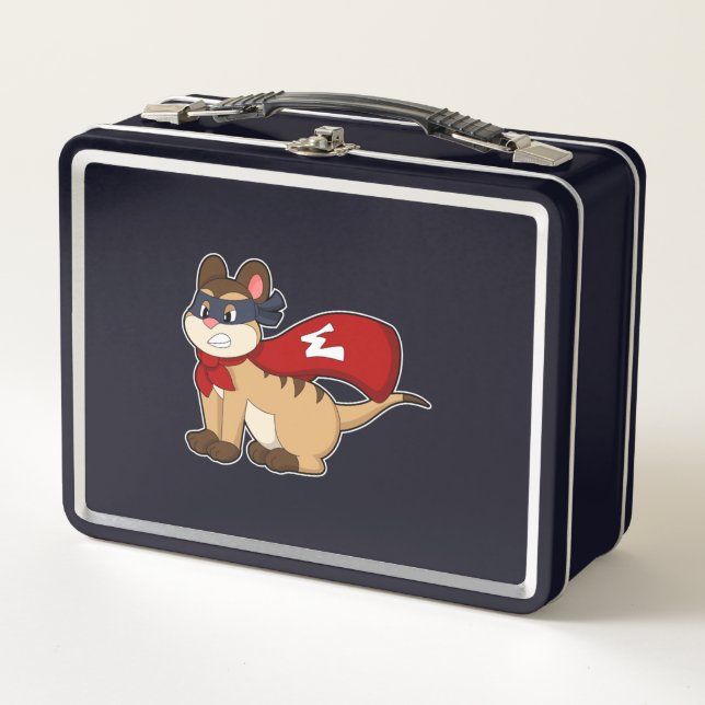 Meerkat as Hero with Mask Metal Lunch Box (Front)