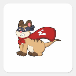 Meerkat as Hero with Mask Square Sticker
