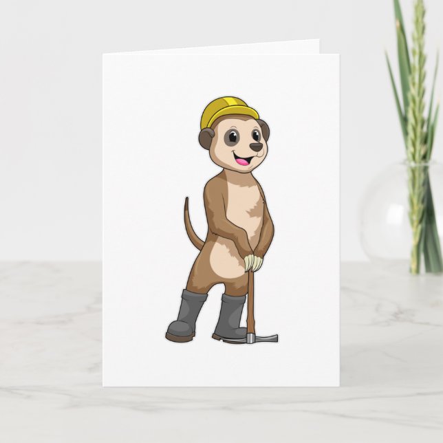 Meerkat as Miner with Pickaxe Card (Front)