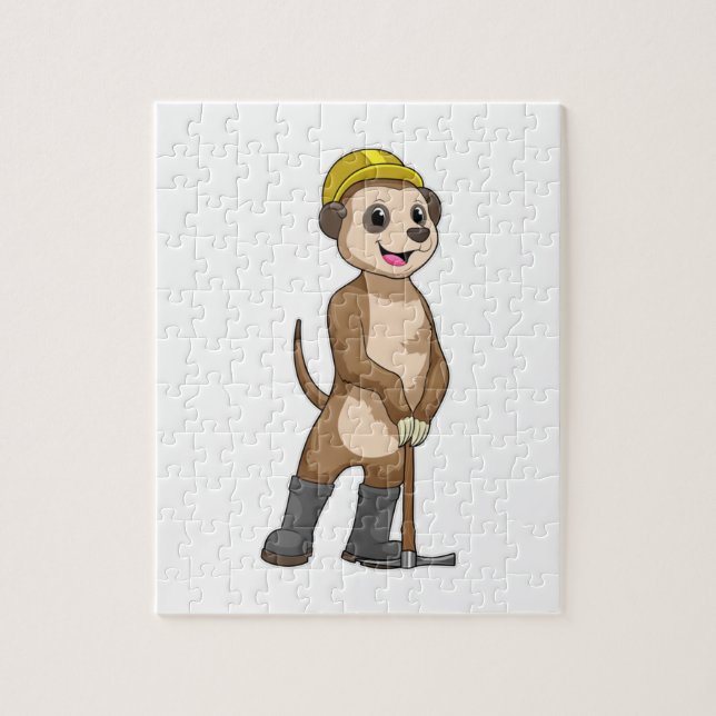 Meerkat as Miner with Pickaxe Jigsaw Puzzle (Vertical)
