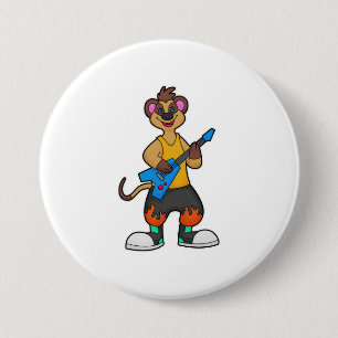 Meerkat as Musician with Guitar 7.5 Cm Round Badge