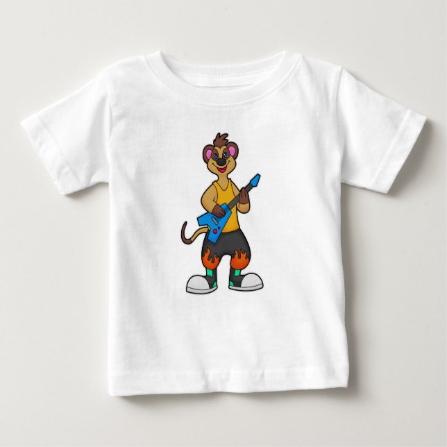 Meerkat as Musician with Guitar Baby T-Shirt (Front)