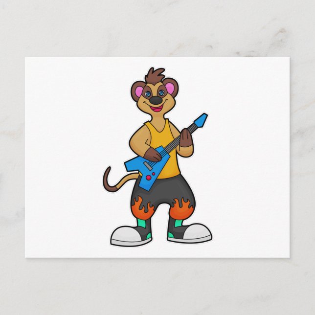 Meerkat as Musician with Guitar Postcard (Front)