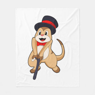 Meerkat as Pensioner with Walking stick Fleece Blanket