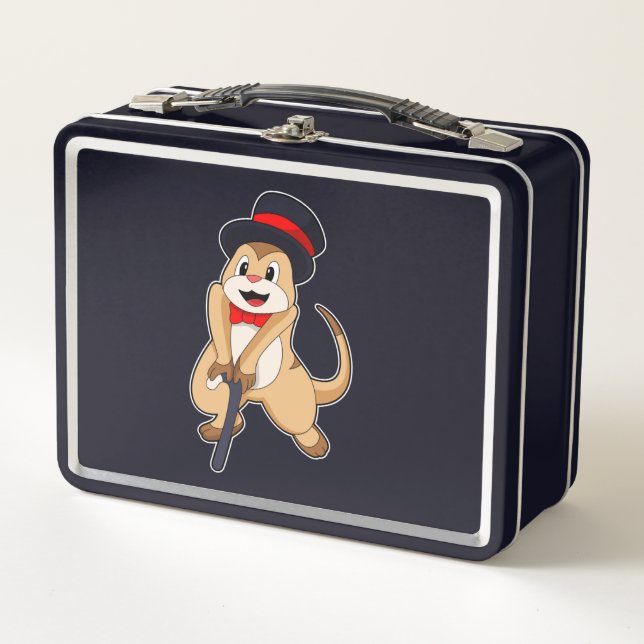 Meerkat as Pensioner with Walking stick Metal Lunch Box (Front)