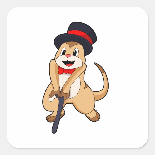 Meerkat as Pensioner with Walking stick Square Sticker (Front)