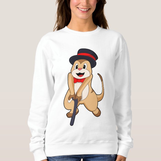 Meerkat as Pensioner with Walking stick Sweatshirt (Front)