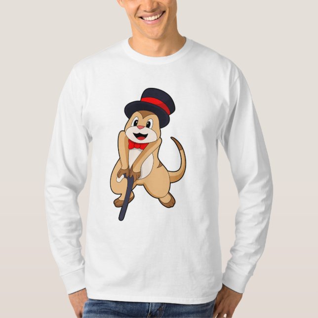 Meerkat as Pensioner with Walking stick T-Shirt (Front)