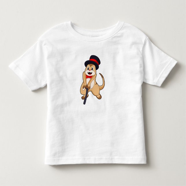 Meerkat as Pensioner with Walking stick Toddler T-Shirt (Front)