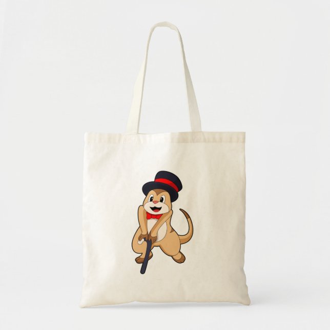Meerkat as Pensioner with Walking stick Tote Bag (Front)