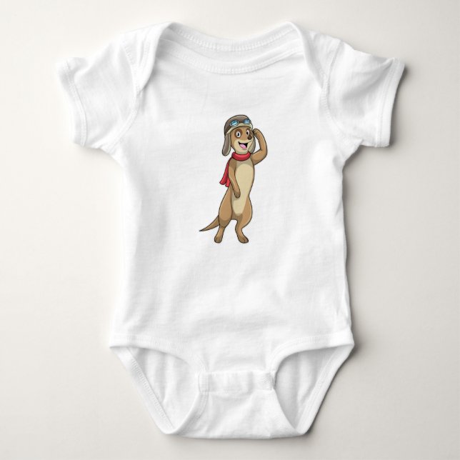 Meerkat as Pilot with Pilot hat Baby Bodysuit (Front)