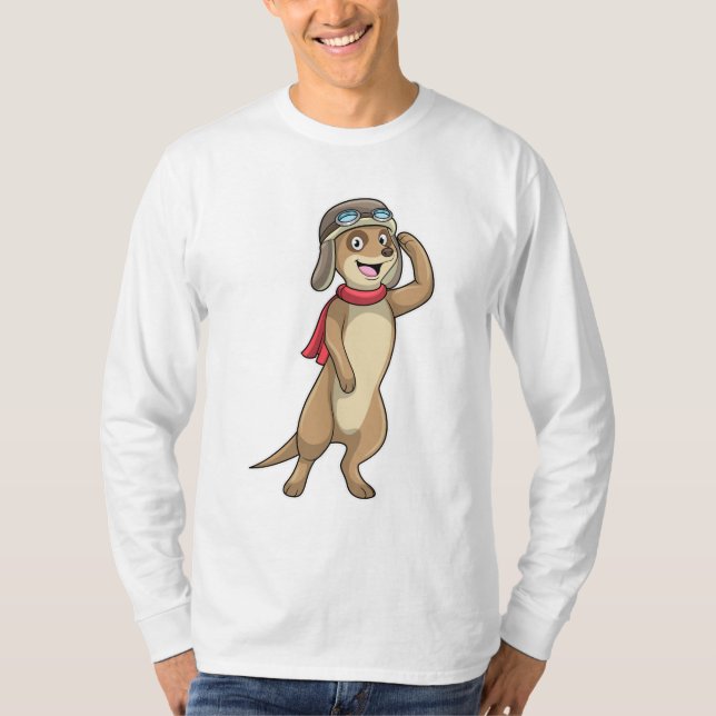 Meerkat as Pilot with Pilot hat T-Shirt (Front)