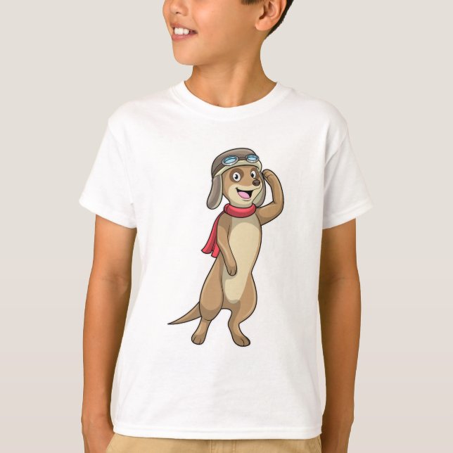 Meerkat as Pilot with Pilot hat T-Shirt (Front)