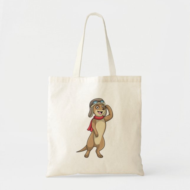 Meerkat as Pilot with Pilot hat Tote Bag (Front)