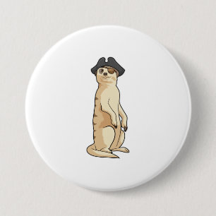 Meerkat as Pirate with Pirate hat 7.5 Cm Round Badge