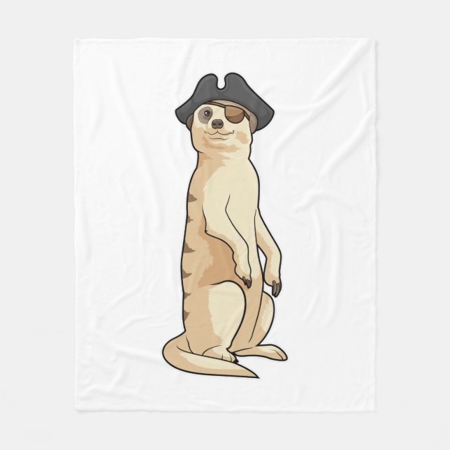 Meerkat as Pirate with Pirate hat Fleece Blanket (Front)