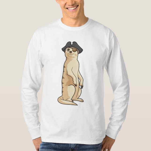 Meerkat as Pirate with Pirate hat T-Shirt (Front)