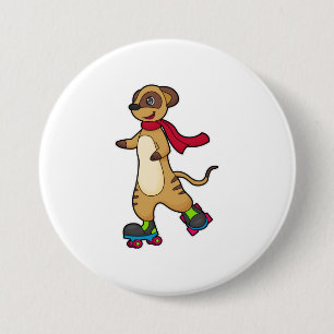 Meerkat as Skater with Roller skates 7.5 Cm Round Badge