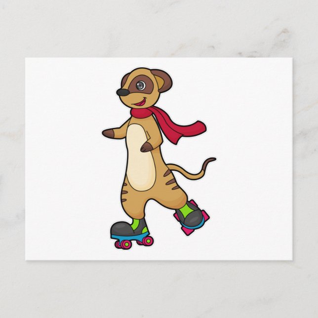 Meerkat as Skater with Roller skates Postcard (Front)