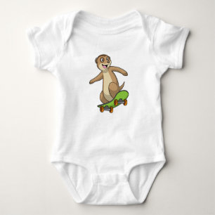 Meerkat as Skater with Skateboard Baby Bodysuit