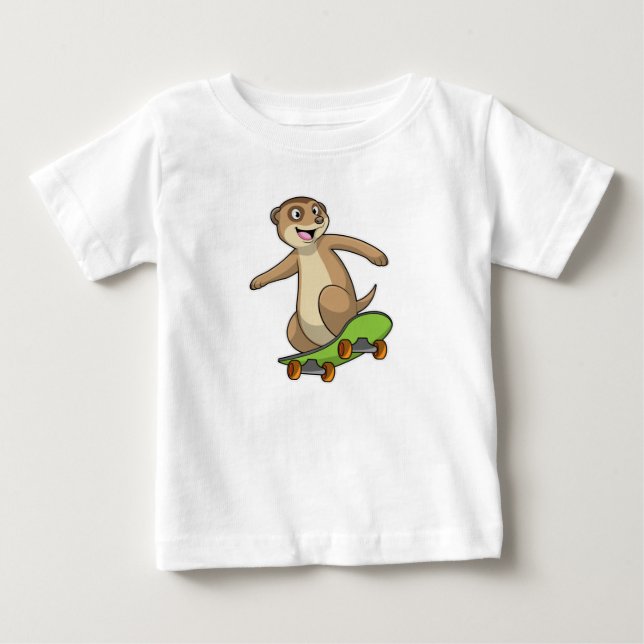 Meerkat as Skater with Skateboard Baby T-Shirt (Front)