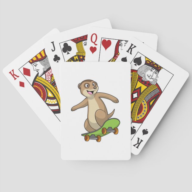 Meerkat as Skater with Skateboard Playing Cards (Back)