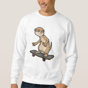 Meerkat as Skater with Skateboard Sweatshirt
