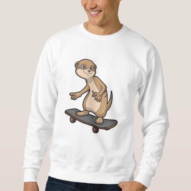 Meerkat as Skater with Skateboard Sweatshirt (Front)