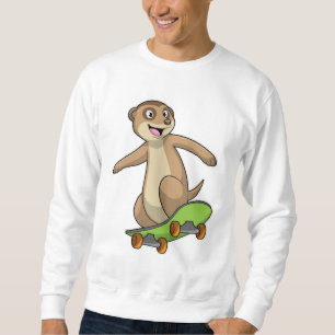 Meerkat as Skater with Skateboard Sweatshirt