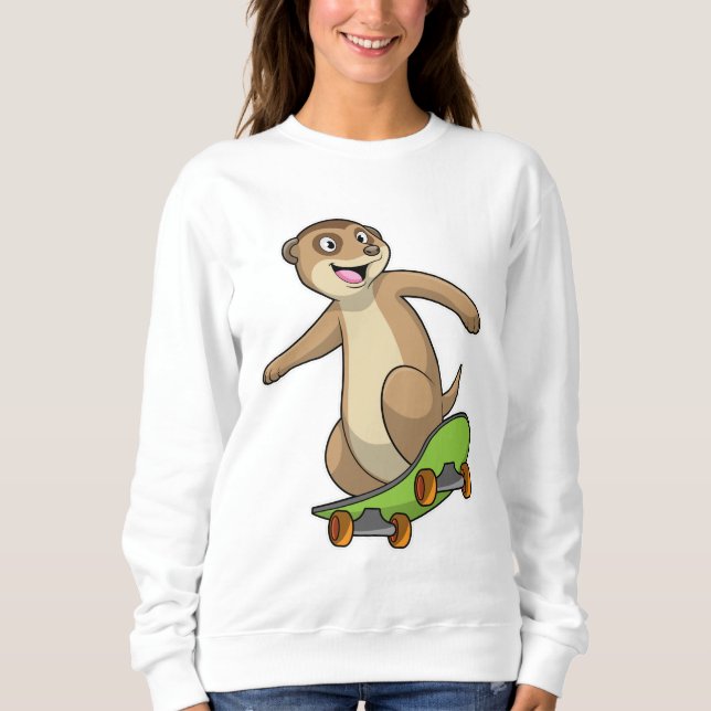 Meerkat as Skater with Skateboard Sweatshirt (Front)